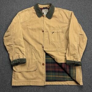 VTG LL Bean Chore Barn Field Coat Men's Size XL Canvas Corduroy Collar 70s USA